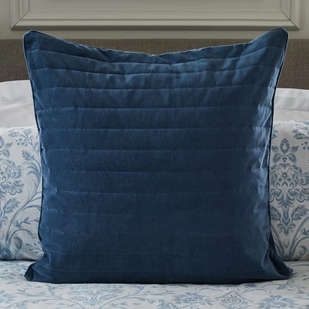 Dorma Remington Cotton Velvet Blue Continental Square Pillowcase 2 Dorma Remington Cotton Velvet Blue Continental Square Pillowcase