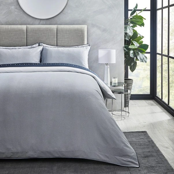 Dorma Abbotswood 100% Cotton Navy Duvet Cover And Pillowcase Set 10 Dorma Abbotswood 100% Cotton Navy Duvet Cover And Pillowcase Set - Image 8
