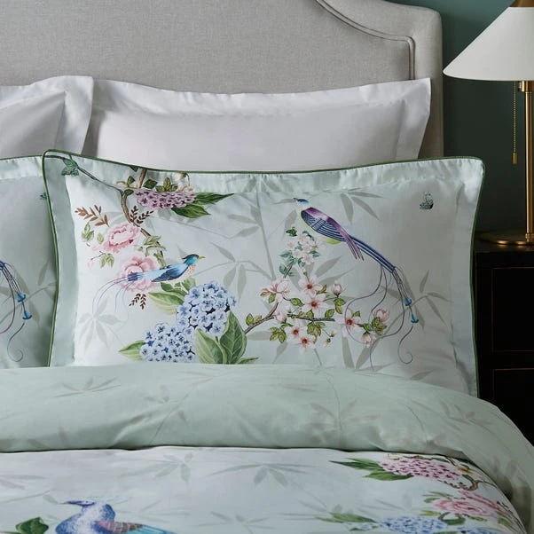 Dorma Love Bird Seafoam Oxford Pillowcase Pair 6 Dorma Love Bird Seafoam Oxford Pillowcase Pair - Image 4